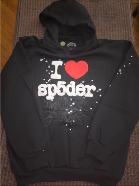 I ❤️ Sp5der Black Graphic Hoodie